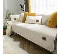 RKK Sherpa Fleece Sofa Cover, Couch Covers Super Soft Thickened Warm Plush Couch Cover Fuzzy Furry Couch Cover Non Slip Sofa Slipcover Furniture Protector Cushion(Beige,43 * 63")