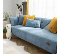 RKK Sherpa Fleece Sofa Cover, Couch Covers Super Soft Thickened Warm Plush Couch Cover Fuzzy Furry Couch Cover Non Slip Sofa Slipcover Furniture Protector Cushion(Blue,35 * 70")