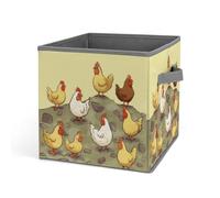 Rkklvbns A Brood of Chickens - Cestino portaoggetti pieghevole con manici, grande organizer per vestiti, in tessuto, per organizzare libri, coperte, giocattoli