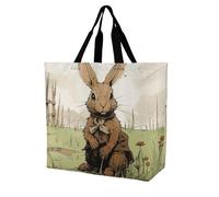 Rkklvbns A Brown Rabbit Donne Tote Bag Spalla Grocerie Borse Portatile Borsa di Immagazzinaggio Borsa Leggero Durevole per Lavoro Viaggi Casual Bag