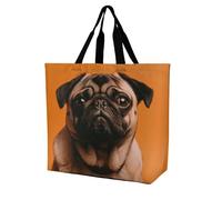 Rkklvbns A Pug - Borsa a tracolla da donna, borsa per la spesa, portatile, leggera, resistente, per lavoro, viaggi, stile casual