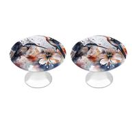 Rkklvbns Art with Lily Flowers Birds Watercolor Cabinet Pull 2 Pack Modern Dresser Drawer Knobs Solid Round Wardrobe Pull for Kitchen, Camera da letto e cassetti del bagno