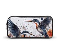 Rkklvbns Arte con fiori di giglio uccelli acquerello grande astuccio portamatite portatile con cerniera organizzatore di cancelleria semplice stoccaggio cancelleria estetica per ufficio college uso