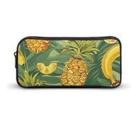 Rkklvbns Astuccio grande con ananas e banana, astuccio portatile con cerniera, organizer per cancelleria, semplice da riporre, per ufficio, università, uso adulto