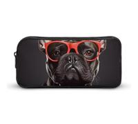 Rkklvbns Astuccio grande con bulldog francese, astuccio portatile con cerniera, organizer per cancelleria, semplice da riporre, per ufficio, università, uso adulto