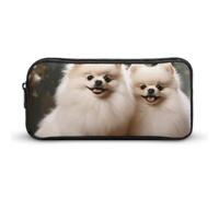 Rkklvbns Astuccio grande con cane della Pomerania a pelo corto, astuccio portatile con cerniera, organizer per cancelleria, semplice da riporre, per ufficio, università, uso adulto