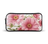 Rkklvbns Astuccio grande con fiori rosa, astuccio portatile con cerniera, organizer per cancelleria, semplice da riporre e per ufficio, università, uso adulto