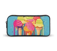 Rkklvbns Astuccio grande con gelato colorato astuccio portatile con cerniera organizer per cancelleria semplice archiviazione cancelleria estetica per ufficio college uso adulto