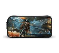 Rkklvbns Astuccio grande con libellula che vola sullo stagno, astuccio portatile con cerniera, organizer per cancelleria, semplice da riporre, per ufficio, università, uso adulto