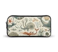 Rkklvbns Astuccio grande con motivo animale marino, astuccio portatile con cerniera, organizer per cancelleria, semplice archiviazione, cancelleria estetica per ufficio, università, uso adulto