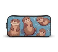 Rkklvbns Astuccio grande con motivo animali con lontre marroni, astuccio portatile con cerniera, organizer semplice per riporre articoli di cancelleria estetici per ufficio, università, uso adulto