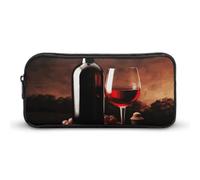Rkklvbns Astuccio grande per matite con bottiglia di vino rosso e bottiglia, astuccio portatile con cerniera, organizer per cancelleria, semplice stoccaggio, cancelleria estetica per ufficio