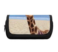 Rkklvbns Astuccio per matite con giraffa da spiaggia, doppia grande capacità, resistente, con cerniera, multi-slot, elegante scatola portaoggetti da ufficio