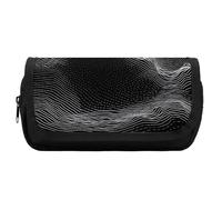 Rkklvbns Astuccio per matite con motivo a linee bianche, doppia grande capacità, resistente, con cerniera, multi-slot, elegante scatola portaoggetti da ufficio