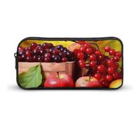 Rkklvbns Autunno Foglie Rosse E Frutta Grande Astuccio Portamatite Portatile con Cerniera Cancelleria Organizer Semplice Stoccaggio Estetica Cancelleria per Ufficio College Uso Adulto