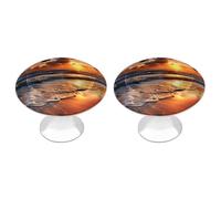 Rkklvbns Beach Sunrise - Confezione da 2 pomelli moderni per cassetti e cassettiere, rotondi, per cucina, camera da letto, cassetti del bagno