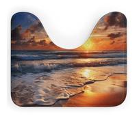 Rkklvbns Beach Sunrise - Tappeto da bagno antiscivolo a forma di U, morbido e assorbente, 50,8 x 40,6 cm, sottile, per lavandino, vasca, doccia e WC