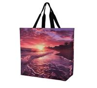 Rkklvbns Beach Sunset - Borsa a tracolla da donna, borsa per la spesa, portatile, leggera, resistente, per lavoro, viaggi, stile casual