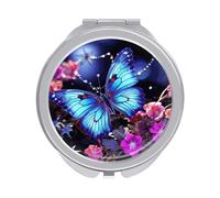 Rkklvbns Beauty Butterfly - Specchio da viaggio per trucco, portatile, doppio lato, con ingrandimento 1x e 2x, per viaggi, scrivania, casa