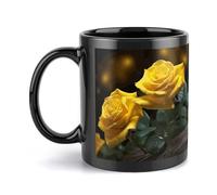 Rkklvbns Bella rosa gialla tazze regalo grande tazza da caffè con manico 325 ml tazza in ceramica regalo per donne, mamma, amici, regalo di compleanno per collega