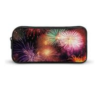 Rkklvbns Bellissimo astuccio grande con fuochi d'artificio astuccio portatile con cerniera organizer per cancelleria semplice archiviazione cancelleria estetica per ufficio college uso adulto