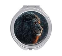 Rkklvbns Bellissimo specchio da viaggio con immagini di leone, specchio cosmetico portatile a doppio lato con ingrandimento 1x 2x, per viaggi, scrivania, casa