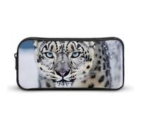 Rkklvbns Blue Eyed Snow Leopard - Astuccio portamatite portatile con cerniera, organizer per cancelleria, semplice da riporre, per ufficio, università, uso adulto