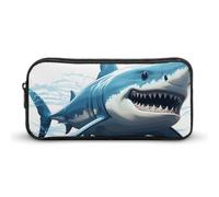 Rkklvbns Blue Shark - Astuccio portamatite portatile, con cerniera, organizer per cancelleria, semplice da riporre, per ufficio, università, uso adulto