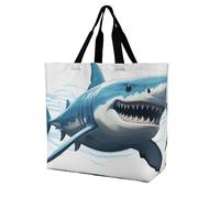 Rkklvbns Blue Shark - Borsa a tracolla da donna, borsa per la spesa, portatile, leggera, resistente, per lavoro, viaggi, stile casual