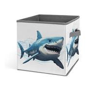 Rkklvbns Blue Shark - Cestino portaoggetti pieghevole con manici, grande organizer per vestiti, in tessuto, per organizzare libri, coperte, giocattoli