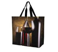 Rkklvbns Borsa a tracolla con tre bottiglie di vino e bicchiere da donna, borsa per la spesa, portatile, leggera, resistente, per lavoro, viaggi, casual