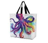 Rkklvbns Borsa a tracolla da donna colorata a forma di polpo borsa della spesa borsa portatile leggera durevole per lavoro viaggio borsa casual