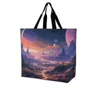 Rkklvbns Borsa a tracolla da donna colorata a tema spaziale retrò borsa per la spesa borsa portatile leggera durevole per lavoro viaggio borsa casual