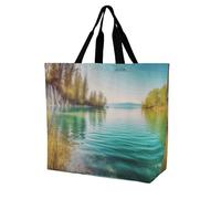Rkklvbns Borsa a tracolla da donna con acqua pulita e paesaggio lago borse per la spesa borsa portatile leggera durevole per lavoro viaggio borsa casual