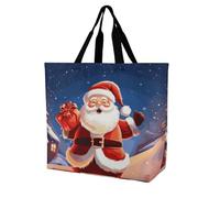 Rkklvbns Borsa a tracolla da donna con Babbo Natale, borsa per la spesa, portatile, leggera, resistente, per lavoro, viaggi, casual
