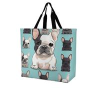 Rkklvbns Borsa a tracolla da donna con bulldog francese, borsa per la spesa, portatile, leggera, resistente, per lavoro, viaggi, casual