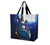 Rkklvbns Borsa a tracolla da donna, con chitarra, colore blu, portatile, leggera, resistente, per lavoro, viaggi, stile casual