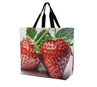 Rkklvbns Borsa a tracolla da donna, con due fragole, borsa per la spesa, portatile, leggera, resistente, per lavoro, viaggi, casual
