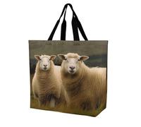 Rkklvbns Borsa a tracolla da donna, con due pecore bianche, borsa per la spesa, portatile, leggera, resistente, per lavoro, viaggi, casual