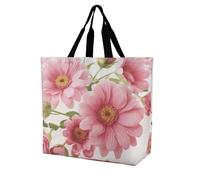 Rkklvbns Borsa a tracolla da donna con fiori rosa, borsa per la spesa, portatile, leggera, resistente, per lavoro, viaggi, borsa casual