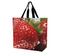 Rkklvbns Borsa a tracolla da donna con fragola rossa, borsa per la spesa, portatile, leggera, resistente, per lavoro, viaggi, casual