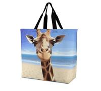 Rkklvbns Borsa a tracolla da donna con giraffa da spiaggia, borsa per la spesa, portatile, leggera, resistente, per lavoro, viaggi, casual