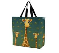 Rkklvbns Borsa a tracolla da donna con giraffa in stile cartone animato, borsa per la spesa, portatile, leggera, resistente, per lavoro, viaggi, casual