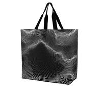 Rkklvbns Borsa a tracolla da donna con motivo a linee bianche, borsa per la spesa, portatile, leggera, resistente, per lavoro, viaggi, borsa casual