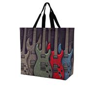 Rkklvbns Borsa a tracolla da donna con motivo chitarra, borsa per la spesa, portatile, leggera, resistente, per lavoro, viaggi, borsa casual