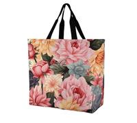 Rkklvbns Borsa a tracolla da donna, con motivo floreale, borsa per la spesa, portatile, leggera, resistente, per lavoro, viaggi, casual