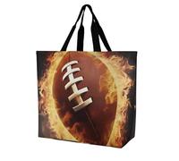 Rkklvbns Borsa a tracolla da donna con motivo football americano fiammeggiante, borsa per la spesa, portatile, leggera, resistente, per lavoro, viaggi, casual
