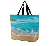 Rkklvbns Borsa a tracolla da donna con motivo tropicale blu mare, borsa per la spesa, portatile, leggera, resistente, per lavoro, viaggi, casual
