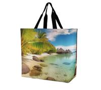 Rkklvbns Borsa a tracolla da donna con paesaggio tropicale sulla spiaggia, borsa per la spesa, portatile, leggera, resistente, per lavoro, viaggi, casual