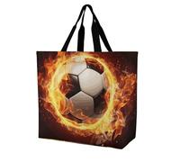 Rkklvbns Borsa a tracolla da donna con palla da calcio, borsa per la spesa, portatile, leggera, resistente, per lavoro, viaggi, casual
